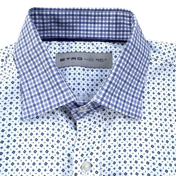 Etro Men’s Mixed Print Cotton Italian Dress Shirt Size 40 - Picture 8 of 10
